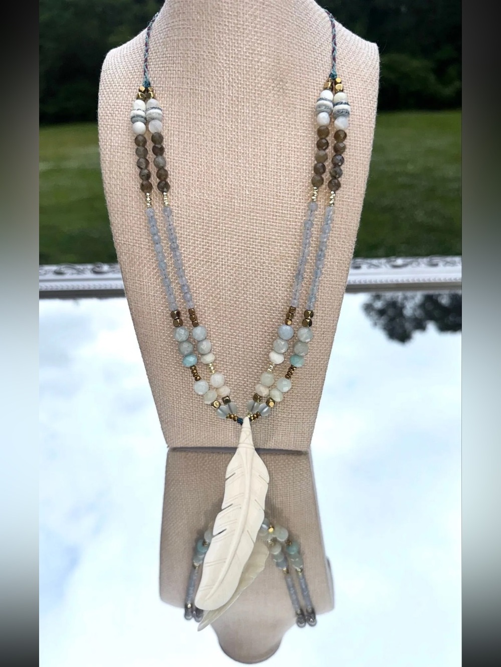 Carved Bone Statement Necklace